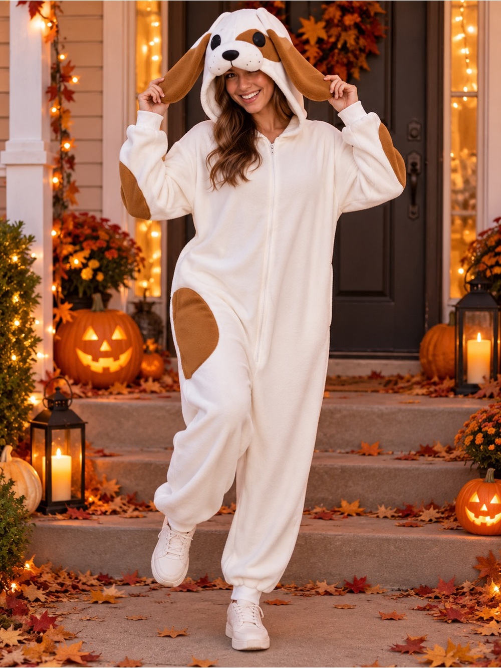 Dog Costume Fleece Onesie with Floppy Ears Unisex Large 🐶